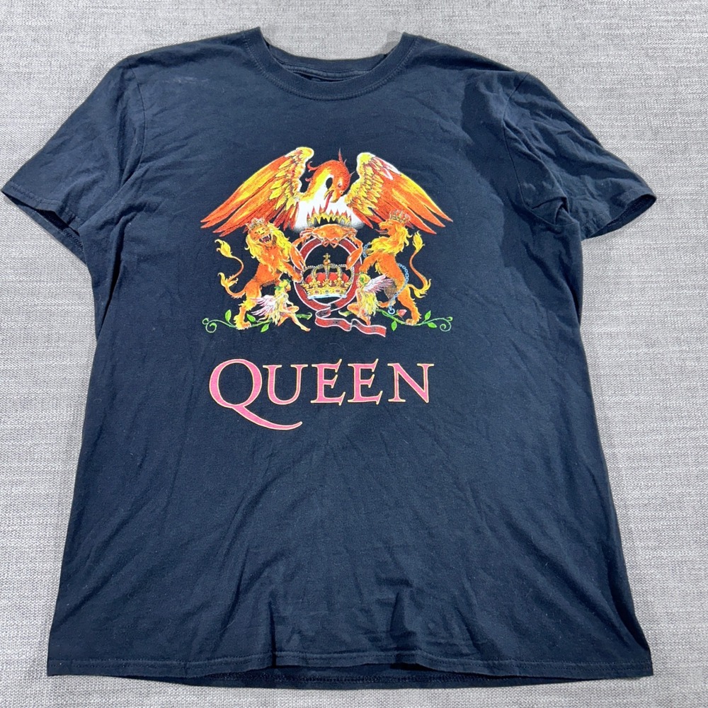 Queen Graphic T-Shirt Unisex Large Black Excellent 2019 Official Band Crest Tee